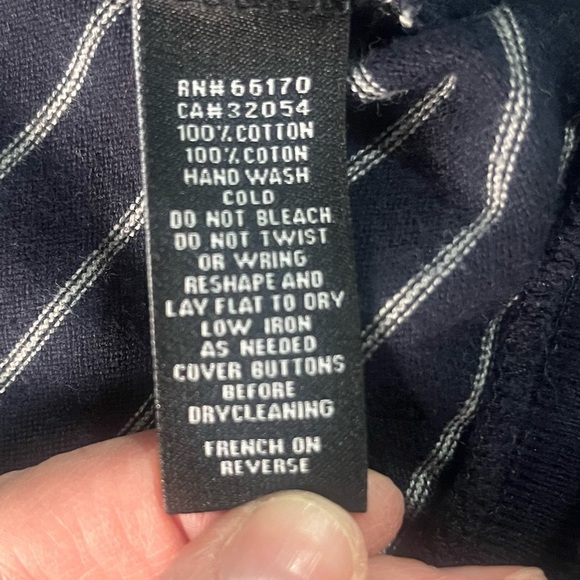 HAWKINGS McGILL BLUE STRIPED COTTON KNIT CARDIGAN SWEATER BUTTON-UP MEDIUM - Picture 5 of 5